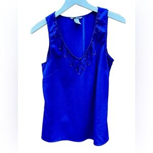 H&M Blue Embellished Camisole Tank Top V Neck Sz. 8